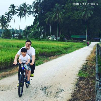 Cycling through the scenic countryside.